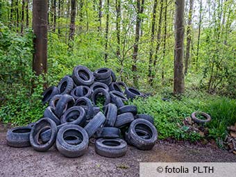 illegale Reifen-Entsorgung im Wald