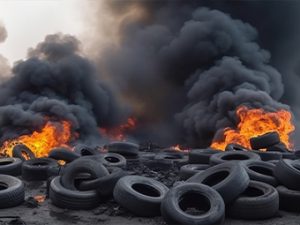 Reifenlagerplatz brennt - Großbrand in Mittweida